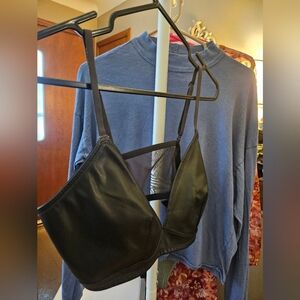 Black faux leather bralette - Size Large NWT